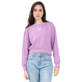 SUDADERA PARA MUJER BASIC ROUND NECK WITH HEART FOREVER 21