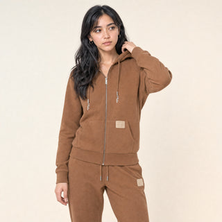 Sudadera Hoodie con Cierre para Mujer Forever 21 #color_café