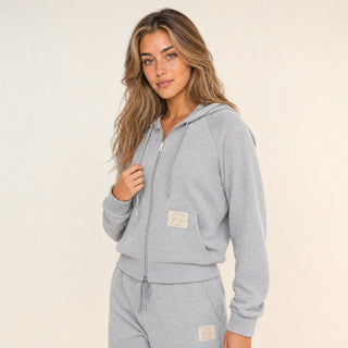 Sudadera Hoodie con Cierre para Mujer Forever 21 #color_gris-jaspeado