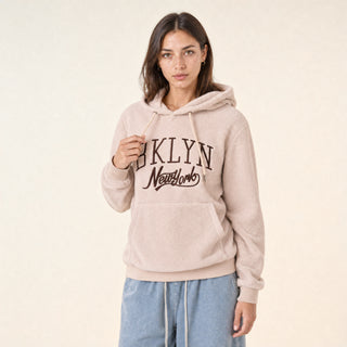 Sudadera Hoodie con Bordado para Mujer Forever 21 #color_hueso