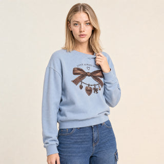 Sudadera Oversized con Estampado para Mujer Forever 21 #color_azul