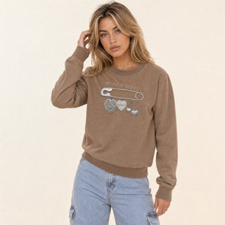 Sudadera Oversized con Estampado para Mujer Forever 21 #color_café