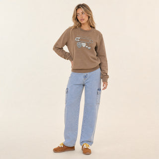 Sudadera Oversized con Estampado para Mujer Forever 21 #color_café