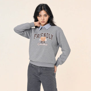 Sudadera Cropped con Gráfico para Mujer Forever 21 #color_gris