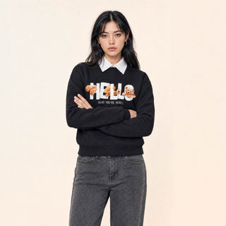 Sudadera Cropped con Gráfico para Mujer Forever 21 #color_negro