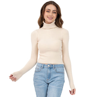 SWEATER PARA MUJER KNIT HIGTH NECK LONG FITED FOREVER 21