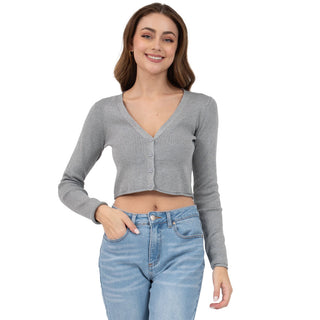 SWEATER PARA MUJER CROPPED CON BOTONES AL FRENTE FOREVER 21