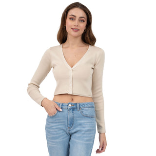 SWEATER PARA MUJER CROPPED CON BOTONES AL FRENTE FOREVER 21