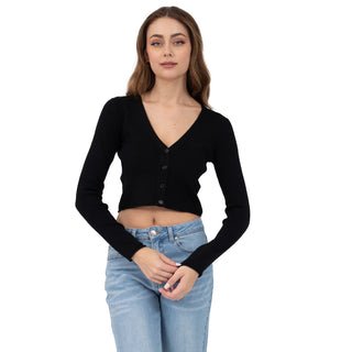 SWEATER PARA MUJER CROPPED CON BOTONES AL FRENTE FOREVER 21