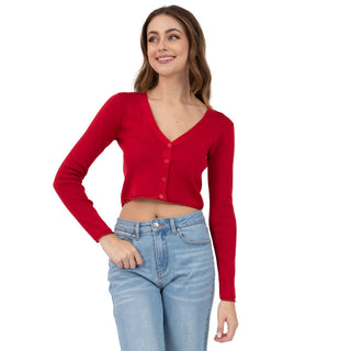 SWEATER PARA MUJER CROPPED CON BOTONES AL FRENTE FOREVER 21