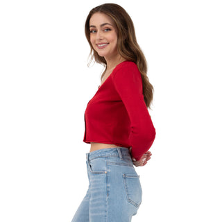 SWEATER PARA MUJER CROPPED CON BOTONES AL FRENTE FOREVER 21