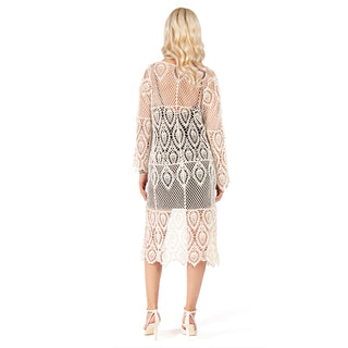 SUÉTER LARGO WITH KNITED CROCHET LACE SUMMER