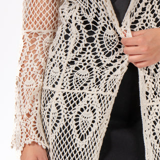 SUÉTER LARGO WITH KNITED CROCHET LACE SUMMER
