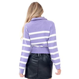 SWEATER PARA MUJER WITH ZIPPER NECK & STRIPES FOREVER 21