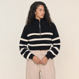 Suéter Cropped con Medio Zipper para Mujer Forever 21 #color_negro