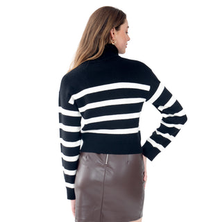 SWEATER PARA MUJER WITH ZIPPER NECK & STRIPES FOREVER 21