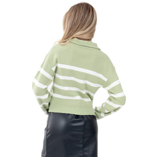 SWEATER PARA MUJER WITH ZIPPER NECK & STRIPES FOREVER 21