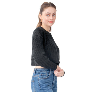 SWEATER PARA MUJER CROP WITH BRAIDED KNIT FOREVER 21