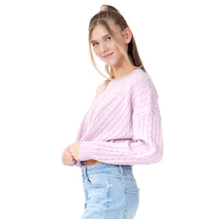 SWEATER PARA MUJER CROP WITH BRAIDED KNIT FOREVER 21