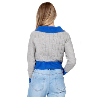 SWEATER PARA MUJER KNIT WHIT NECK IN CONTRAST & ZIPPER FOREVER 21