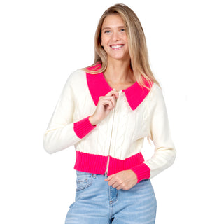 SWEATER PARA MUJER KNIT WHIT NECK IN CONTRAST & ZIPPER FOREVER 21