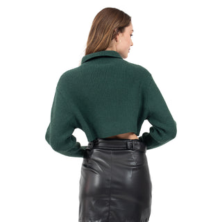 SWEATER PARA MUJER FASHION CROPPED WITH DIAGONAL ZIPPER FOREVER 21