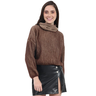 SWEATER PARA MUJER SWEATER LONG NECK WITH BICOLOR KNIT FOREVER 21