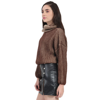 SWEATER PARA MUJER SWEATER LONG NECK WITH BICOLOR KNIT FOREVER 21