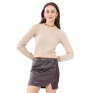 SWEATER PARA MUJER ROUND NECK BASIC WITH CONTRAST FOREVER 21