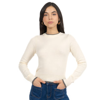 SWEATER PARA MUJER ROUND NECK BASIC WITH CONTRAST FOREVER 21