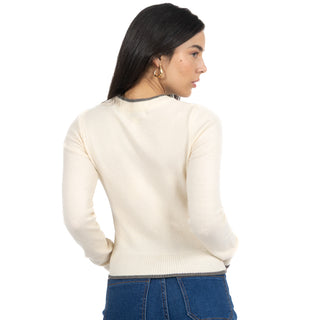 SWEATER PARA MUJER ROUND NECK BASIC WITH CONTRAST FOREVER 21