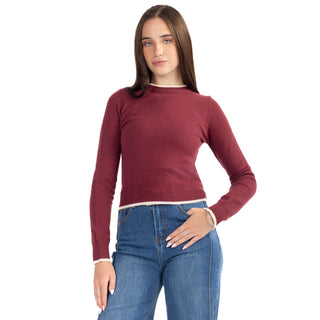 SWEATER PARA MUJER ROUND NECK BASIC WITH CONTRAST FOREVER 21