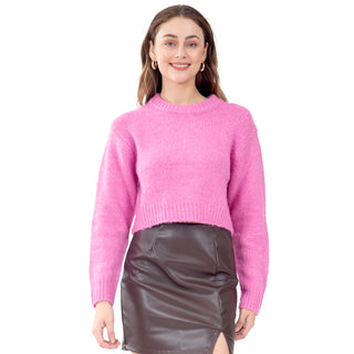 SWEATER PARA MUJER CROP ROUND NECK WITH COZZY KNIT FOREVER 21