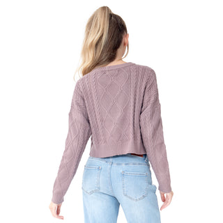 SWEATER PARA MUJER CROP ROUND NECK BRAIDED KNIT FOREVER 21