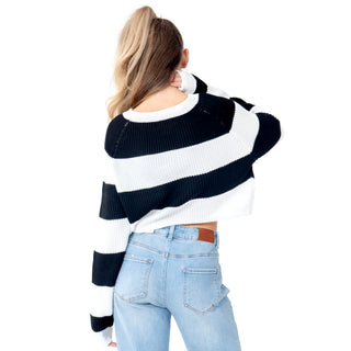 SWEATER PARA MUJER OVERSIZE ROUND NECK WITH STRIPES FOREVER 21