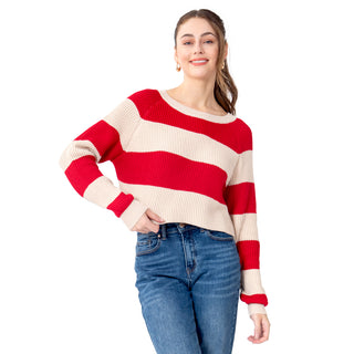 SWEATER PARA MUJER OVERSIZE ROUND NECK WITH STRIPES FOREVER 21