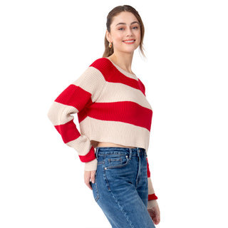 SWEATER PARA MUJER OVERSIZE ROUND NECK WITH STRIPES FOREVER 21