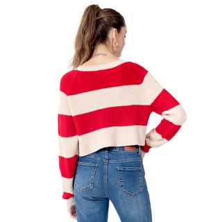 SWEATER PARA MUJER OVERSIZE ROUND NECK WITH STRIPES FOREVER 21