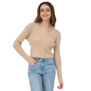 SWEATER PARA MUJER BRAIDED KNIT BASIC WITH BUTTONS AT FRONT FOREVER 21