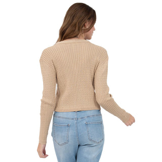 SWEATER PARA MUJER BRAIDED KNIT BASIC WITH BUTTONS AT FRONT FOREVER 21