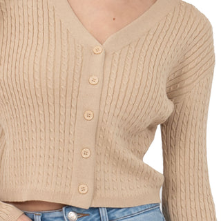 SWEATER PARA MUJER BRAIDED KNIT BASIC WITH BUTTONS AT FRONT FOREVER 21