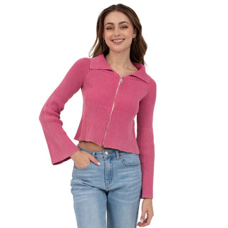 SWEATER PARA MUJER FASHION WITH ZIPPER AT FRONT & NECK OPEN FOREVER 21