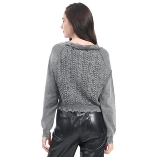 SWEATER PARA MUJER KNIT BRAIDED WITH BUTTONS AT FRONT FOREVER 21