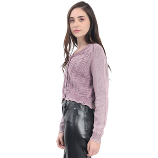 SWEATER PARA MUJER KNIT BRAIDED WITH BUTTONS AT FRONT FOREVER 21