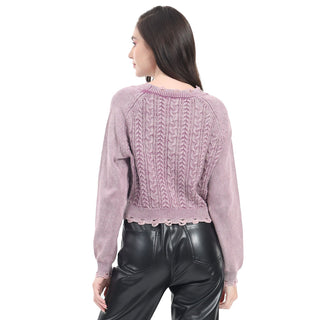 SWEATER PARA MUJER KNIT BRAIDED WITH BUTTONS AT FRONT FOREVER 21