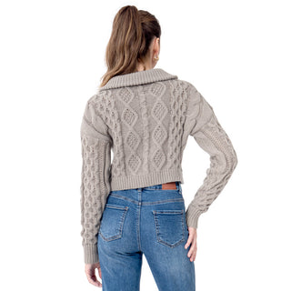 Sweater Tejido Crop con Cierre