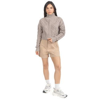 Sweater Tejido Crop con Cierre