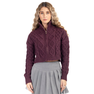 Sweater Tejido Crop con Cierre