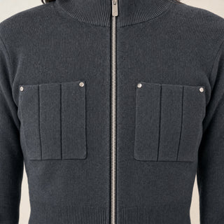 Suéter Crop con Cierre para Mujer Forever 21 #color_gris-oscuro