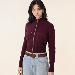 Suéter Crop con Cierre para Mujer Forever 21 #color_vino